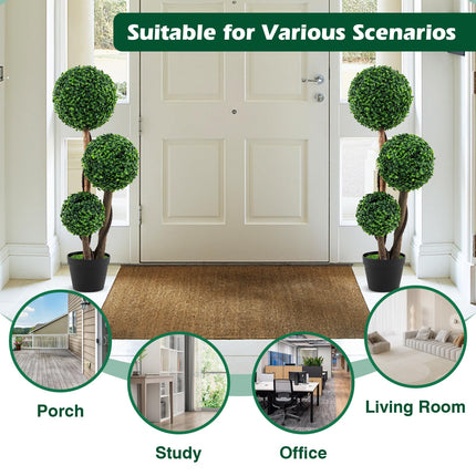Dreamade 3ft Artificial Boxwood Topiary Ball Tree, Faux Potted Plants with Solid Wood Trunks