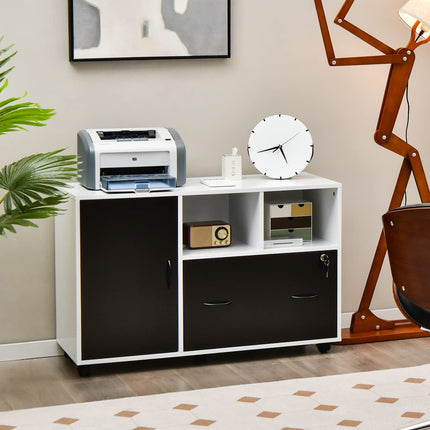 Dreamade Mobile File Cabinet on Wheels - Lateral Filing Cabinet w/Drawer