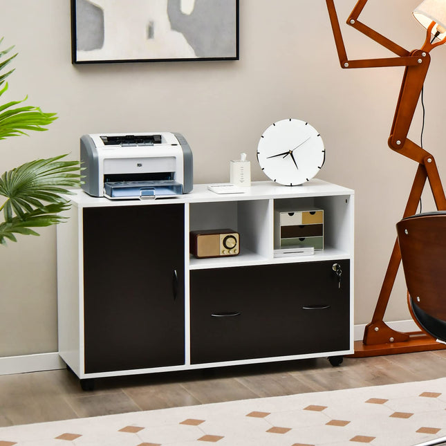 Dreamade Mobile File Cabinet on Wheels - Lateral Filing Cabinet w/Drawer
