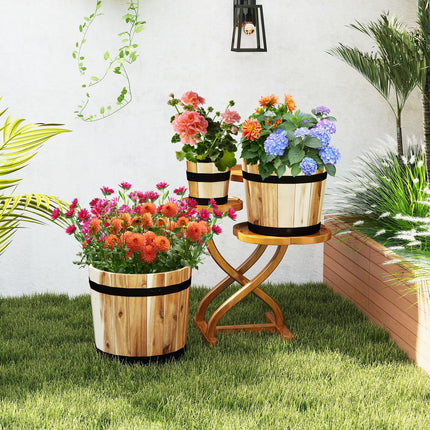 Dreamade Outdoor Acacia Wood Raised Garden Bed for Flower Vegetable Fruit