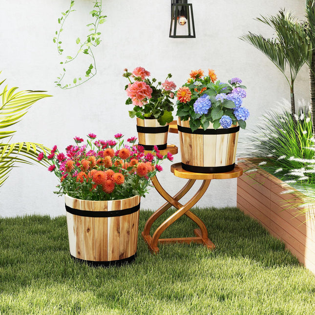 Dreamade Outdoor Acacia Wood Raised Garden Bed for Flower Vegetable Fruit