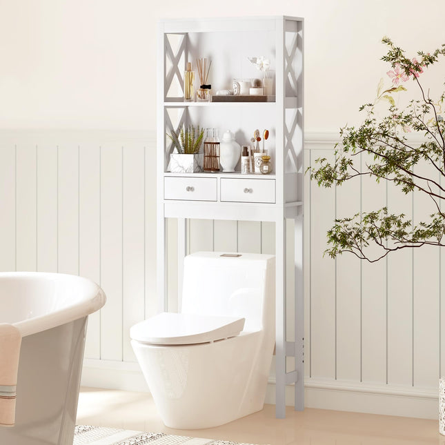 Dreamade Over The Toilet Storage Cabinet, 65" Tall Freestanding Bathroom Organizer with Open Shelves