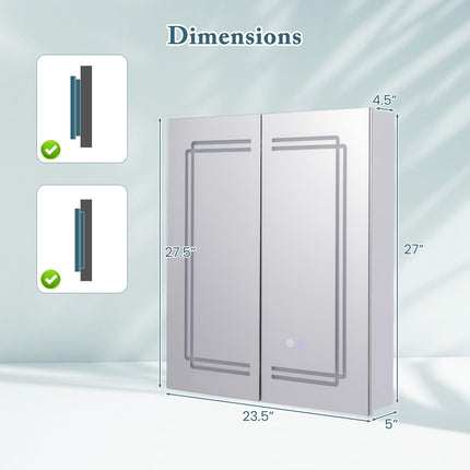 Dreamade Bathroom Medicine Cabinet with 3 Light Colors