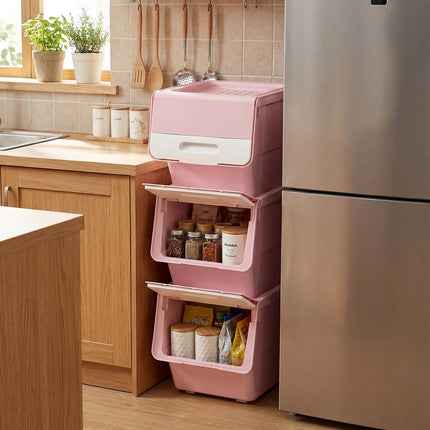 Dreamade Plastic Stackable Storage Bins with Lids & Wheels