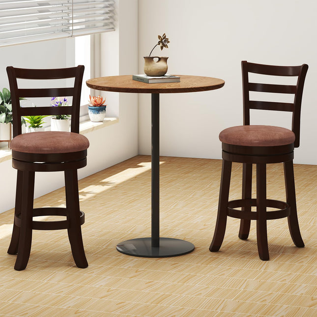 Dreamade 26" Counter Height Swivel Barstools Set of 2/4 with Faux Leather Seat and Wrap-around Footrest