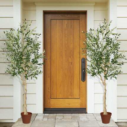 Dreamade 6ft Artificial Olive Tree, Tall Fake Potted Olive Silk Tree with Planter