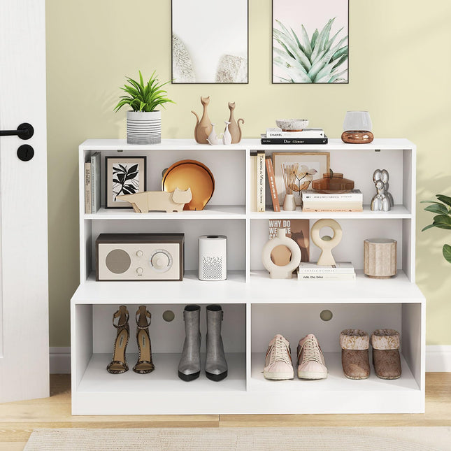 Dreamade Storage Bench with Shelf 3-Tier Entryway Storage Cabinet w/Seat