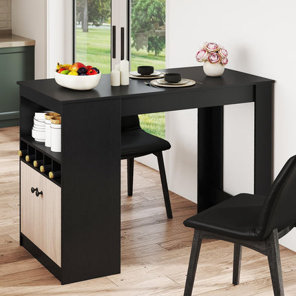 Dreamade Counter Height Bar Table with Storage Cabinet