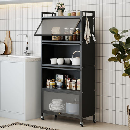Dreamade 5-Tier Kitchen Storage Cabinet, Freestanding Metal Baker's Rack