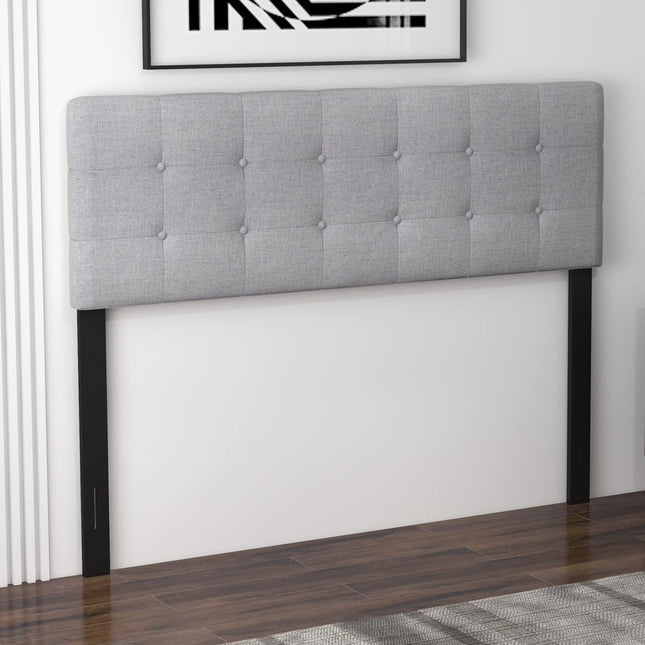 Dreamade Linen Upholstered Headboard, Adjustable Width Button Tufted Headboard