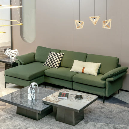 Dreamade 100.5" L Convertible Sofa Couch, 3-Seat Sectional Sleeper with USB Ports & Socket