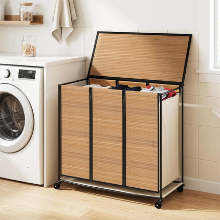 Dreamade Laundry Hamper Sorter 3 Section with Lid