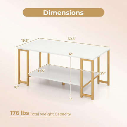 Dreamade 2-Tier 39.5" Coffee Table with Storage