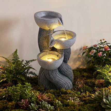 Dreamade 3-Tier Outdoor Water Fountain with Lights