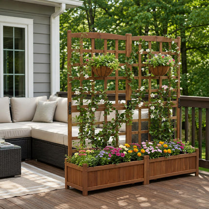 Dreamade Wooden Raised Garden Bed with Trellis