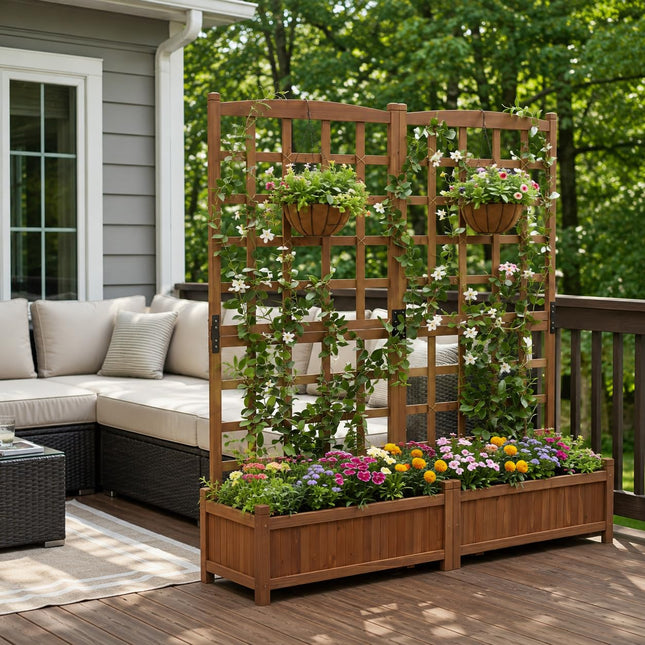 Dreamade Wooden Raised Garden Bed with Trellis