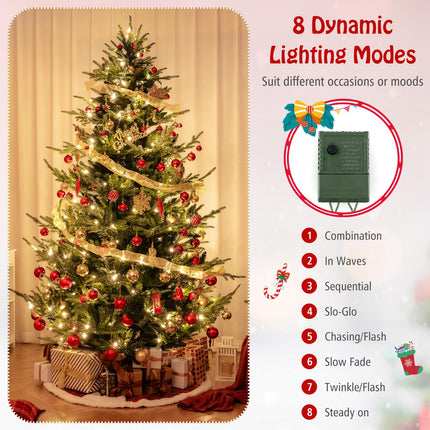 Dreamade 8ft Pre-lit Artificial Christmas Tree with 450 Warm White LED Lights, 1480 Branch Tips