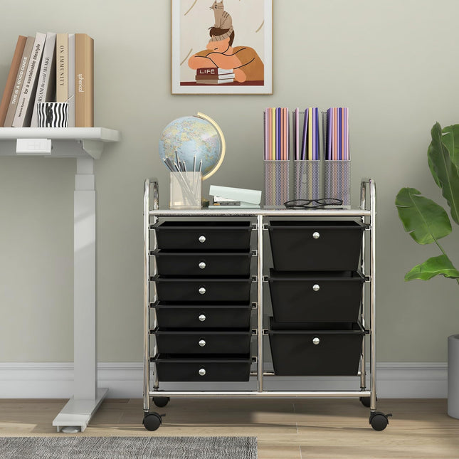 Dreamade 9 Drawers Rolling Cart, Classroom Organizers, Storage Cart with Wheels