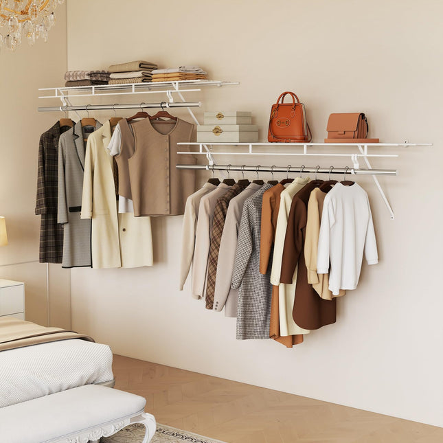 Dreamade 4 ft x 12” Metal Wire Storage Shelf & Clothes Rod Organizer