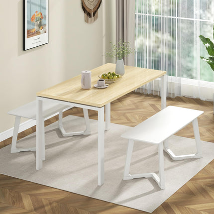 Dreamade Set of 1/2 Entryway Bench, 42” Long Dining Bench with Rubber Wood Triangular Legs