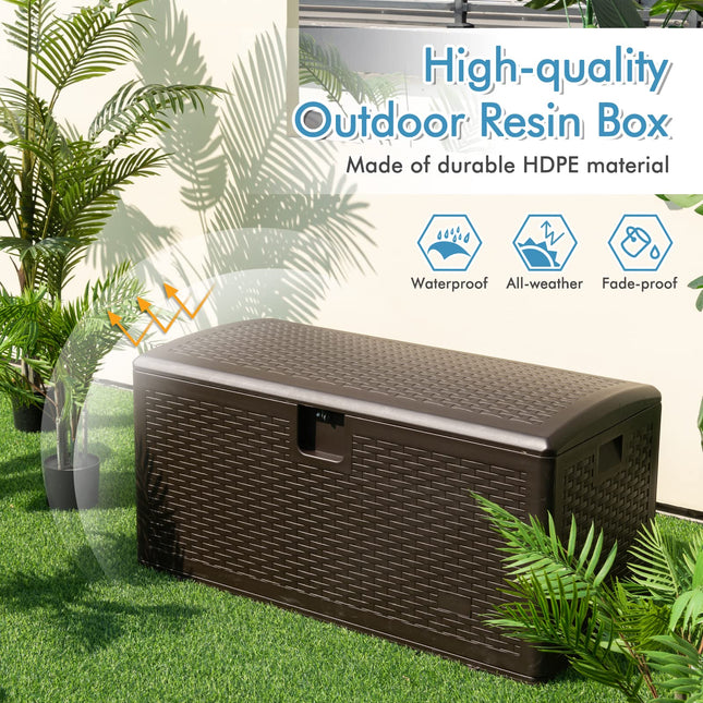 Dreamade Patio Deck Box - Outdoor Storage Bin with Flip Lid, Lock Hole, 31-130 Gallons