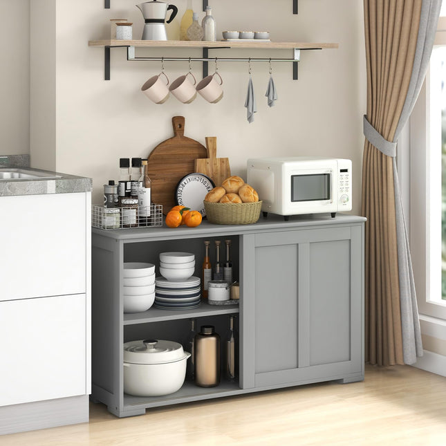 Dreamade Buffet Cabinet with Storage, Coffee Bar Wine Cabinet, Farmhouse Sideboard w/Sliding Door