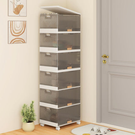 Dreamade 6 Tier Stackable Storage Bins with Lids 27 Gal Foldable Shoe Storage Box
