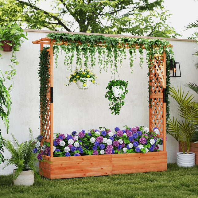 Dreamade Raised Garden Bed with Trellis and Hanging Roof