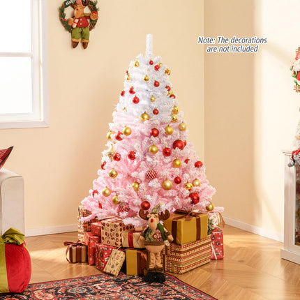 Dreamade Pink Gradient & White Snow Flocked Christmas Tree | Home Office Decoration