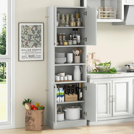 Dreamade Kitchen Pantry Cabinet, 75” Tall Freestanding Cupboard with Doors & Shelves