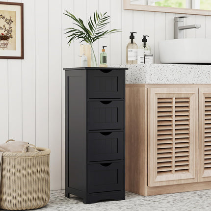 Dreamade 32.5” Bathroom Storage Cabinet 4-Drawer Wooden Side Storage Organizer with Anti-Tipping Device