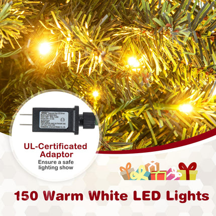 Dreamade 5ft Pre-Lit Pencil Christmas Tree, Artificial Slim Xmas Tree with 150 Warm-White LED Lights