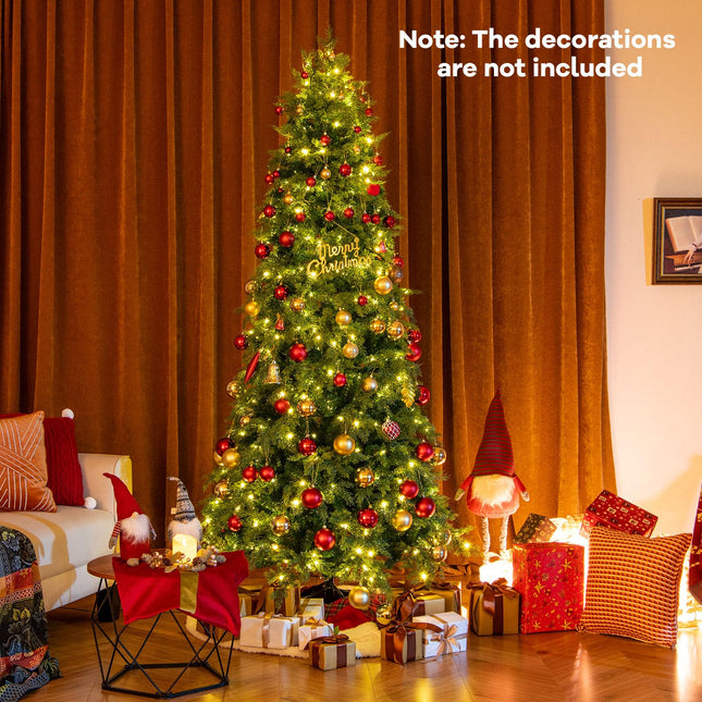Dreamade 7.5ft Pre-Lit Artificial Christmas Tree with 400 Multicolored & Warm White LED Lights, 11 Modes, Remote Control, 1019 PVC & PE Tips
