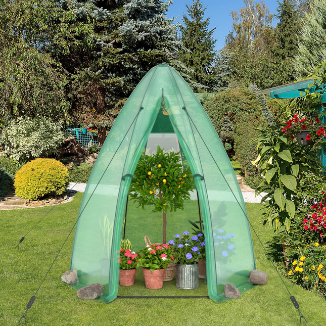 Dreamade Portable Walk-in Greenhouse - 5.5’x5.5’x6’ PE Cover, Roll-up Zippered Door, Window