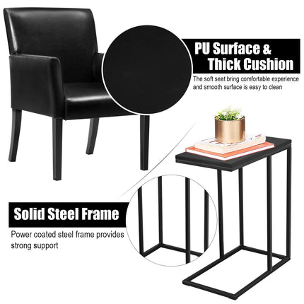 Dreamade Reception Guest Chairs and C-Shaped End Table 3Pcs Set