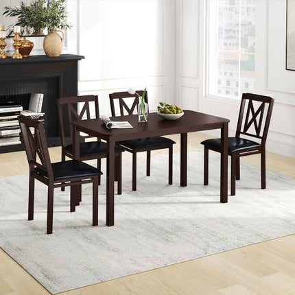 Dreamade 5-Piece Dining Table Set for 4, 47" Rectangular Kitchen Table & 4 Chairs