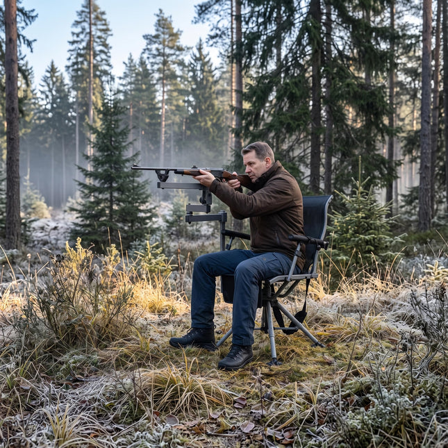 DREAMADE Hunting Chair with Gun Rest 360°Swivel Blind Chair