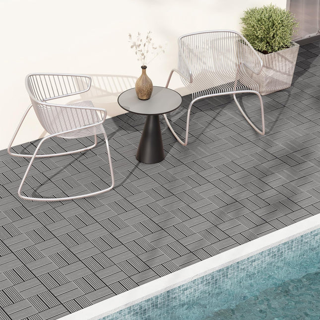Dreamade 18/36 PCS Interlocking Deck Tiles - 12" x 12" Composite Decking Boards Waterproof All Weather