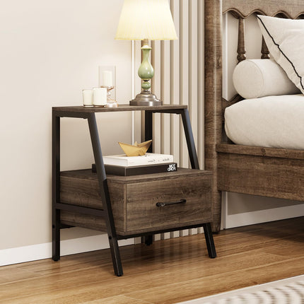 Dreamade Farmhouse Nightstand with Drawer Set of 1/2
