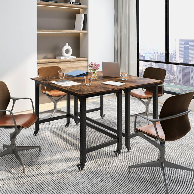 Dreamade Conference Table, 48" Rectangular Mobile Meeting Room Desk with Removable Storage Bag & 2 Hanging Hooks
