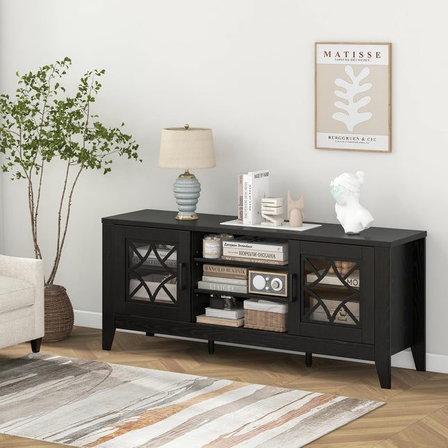 Dreamade TV Stand for TVs up to 65”, Entertainment Center with 3-Position Adjustable Shelves