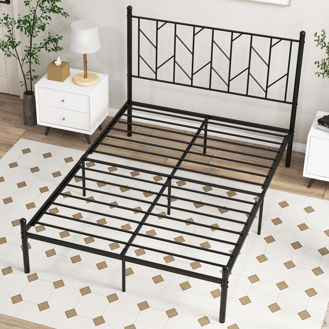 Dreamade Queen/Full/Twin Size Metal Bed Frame with Victorian Style Headboard