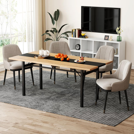 Dreamade 71" Dining Table for 6-8 People with Heavy-Duty Metal Frame Storage Rack