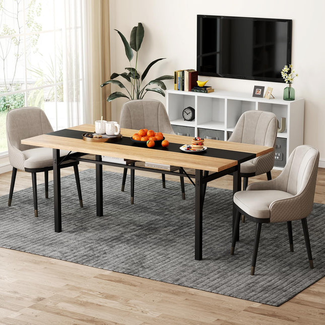 Dreamade 71" Dining Table for 6-8 People with Heavy-Duty Metal Frame Storage Rack