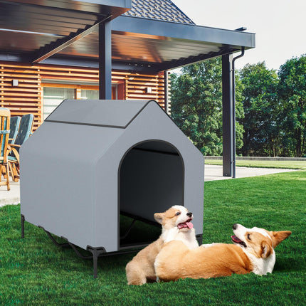 Dreamade Dog House Outdoor Extra Large, Elevated Dog Bed with Weatherproof Canopy