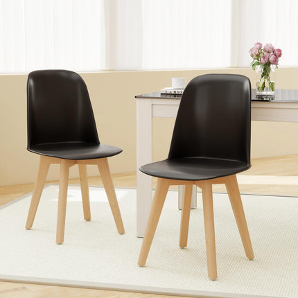 Dreamade Modern Dining Chairs Set of 2/4 Armless Kitchen Chair w/Solid Beech Wood Legs