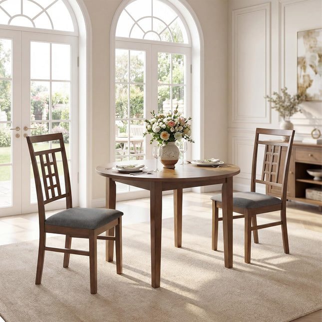 Dreamade Farmhouse Kitchen Chairs with Upholstered Cushioned Seat and Lattice Back