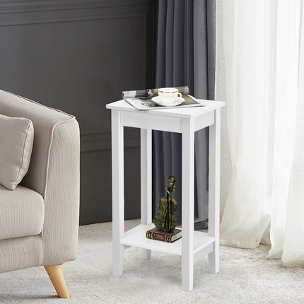 Dreamade 2-Tier End Table Tall Nightstand, Simple Design Sofa Bedside Table