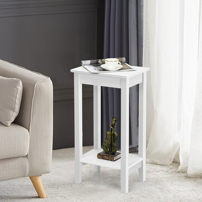 Dreamade 2-Tier End Table Tall Nightstand, Simple Design Sofa Bedside Table