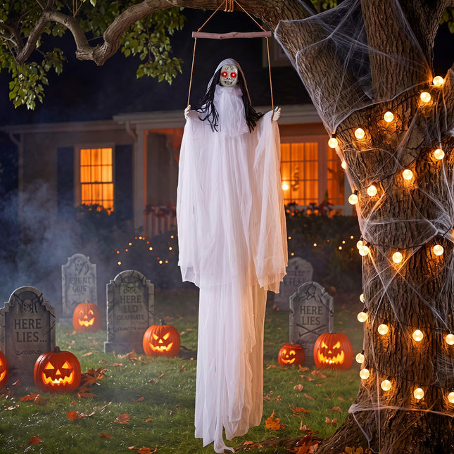 DREAMADE 6.4 FT Sound Activated Halloween Hanging Girl
